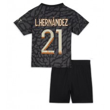 Paris Saint-Germain Lucas Hernandez #21 Tredjedraktsett Barn 2023-24 Kortermet (+ korte bukser)